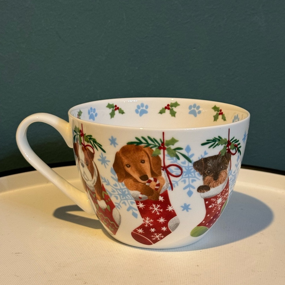 Portobello By Design Christmas Puppy Dogs in Stockings Bone China XL Mug Cup